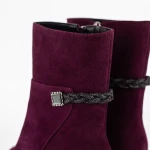 Vastag sarkú bokacsizma K850-34B Burgundia » MeiShoes.ro