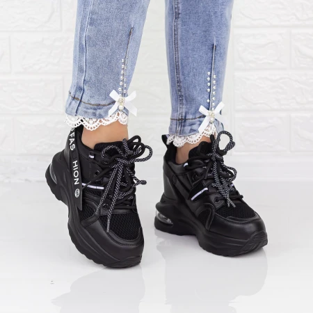 Női sportcipő platformmal 2MX6 Fekete » MeiShoes.ro