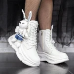 Tavaszi-őszi női csizma M9 Fehér » MeiShoes.ro