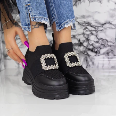 Női sportcipő platformmal 2MX9 Fekete » MeiShoes.ro