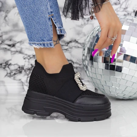 Női sportcipő platformmal 2MX9 Fekete » MeiShoes.ro