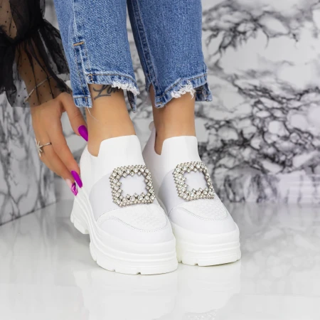 Női sportcipő platformmal 2MX9 Fehér » MeiShoes.ro