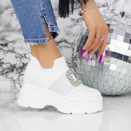 Női sportcipő platformmal 2MX9 Fehér » MeiShoes.ro