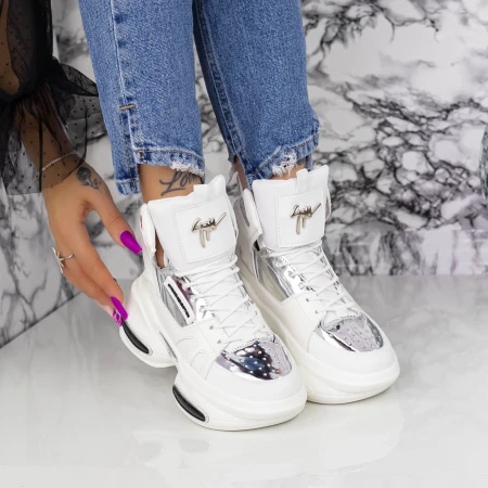 Női sportcipő platformmal K08 Fehér » MeiShoes.ro
