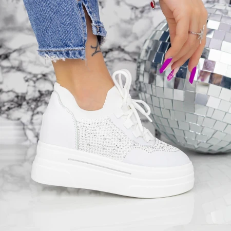 Női sportcipő platformmal 2MX8 Fehér » MeiShoes.ro