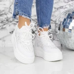 Női sportcipő platformmal 2MX8 Fehér » MeiShoes.ro