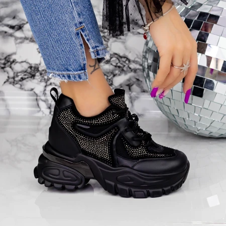 Női sportcipő platformmal 2SZ2 Fekete » MeiShoes.ro