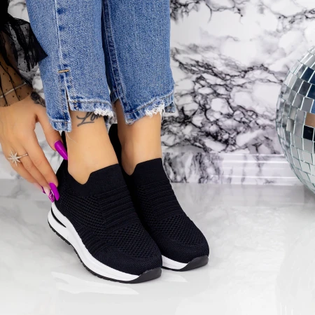 Női sportcipő platformmal 2KDN8 Fekete » MeiShoes.ro