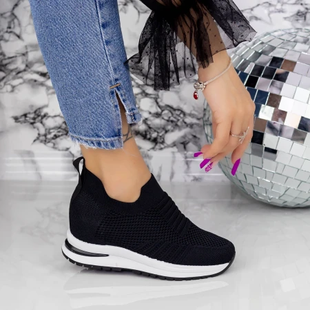 Női sportcipő platformmal 2KDN8 Fekete » MeiShoes.ro