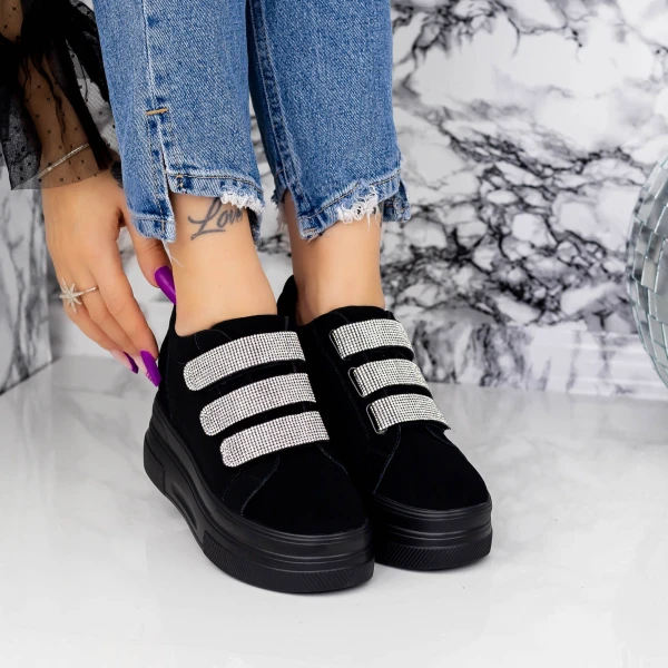 Női sportcipő platformmal 2SZ7 Fekete » MeiShoes.ro
