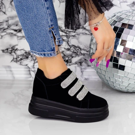 Női sportcipő platformmal 2SZ7 Fekete » MeiShoes.ro