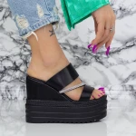 Női platform papucs 2WL116 Fekete » MeiShoes.ro