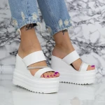 Női platform papucs 2WL116 Fehér » MeiShoes.ro