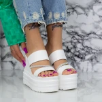 Női platform papucs 2WL116 Fehér » MeiShoes.ro