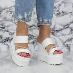 Női platform papucs 2WL116 Fehér » MeiShoes.ro