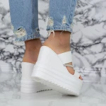 Női platform papucs 2WL116 Fehér » MeiShoes.ro