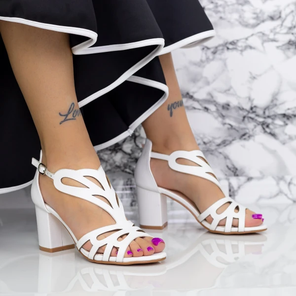 Vastag sarkú szandál 2XKK95 Fehér » MeiShoes.ro