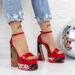 Női szandál sarok és platform 2HLX2 Piros » MeiShoes.ro
