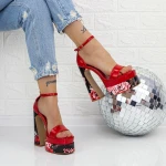 Női szandál sarok és platform 2HLX2 Piros » MeiShoes.ro