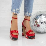 Női szandál sarok és platform 2HLX2 Piros » MeiShoes.ro