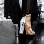 Vastag sarkú női szandál 2XKK37 Ezüst » MeiShoes.ro