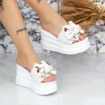 Női platform papucs 2XN9 Fehér » MeiShoes.ro