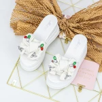 Női platform papucs 2XN9 Fehér » MeiShoes.ro