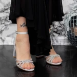 Vastag sarkú női szandál 2XKK27 Ezüst » MeiShoes.ro