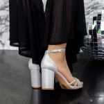 Vastag sarkú női szandál 2XKK27 Ezüst » MeiShoes.ro