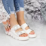 Női papucs alacsony talppal 2WS10 Fehér » MeiShoes.ro