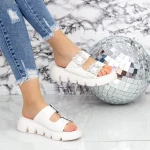 Női papucs alacsony talppal 2WS10 Fehér » MeiShoes.ro