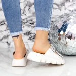 Női papucs alacsony talppal 2WS10 Fehér » MeiShoes.ro