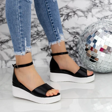 Női platform szandál 2PT3 Fekete » MeiShoes.ro