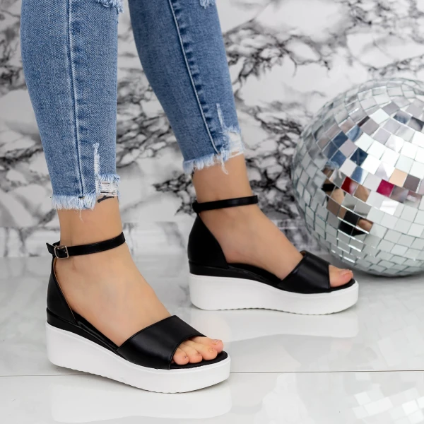Női platform szandál 2PT3 Fekete » MeiShoes.ro