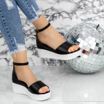 Női platform szandál 2PT3 Fekete » MeiShoes.ro