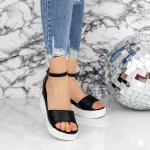Női platform szandál 2PT3 Fekete » MeiShoes.ro