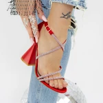 Vastag sarkú női szandál 2BD35 Piros » MeiShoes.ro