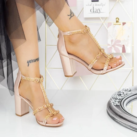 Vastag sarkú női szandál 2XKK117 Pezsgő » MeiShoes.ro