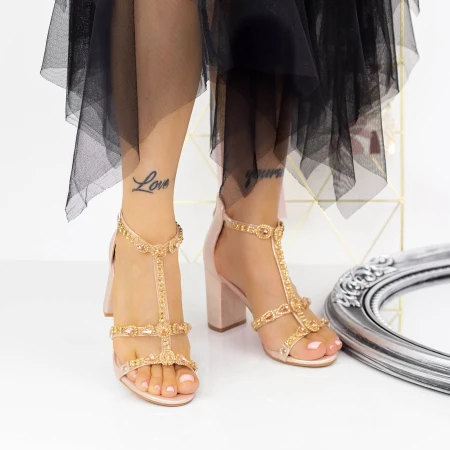 Vastag sarkú női szandál 2XKK117 Pezsgő » MeiShoes.ro