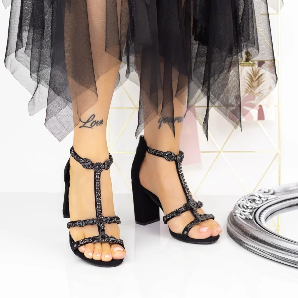 Vastag sarkú női szandál 2XKK117 Fekete » MeiShoes.ro