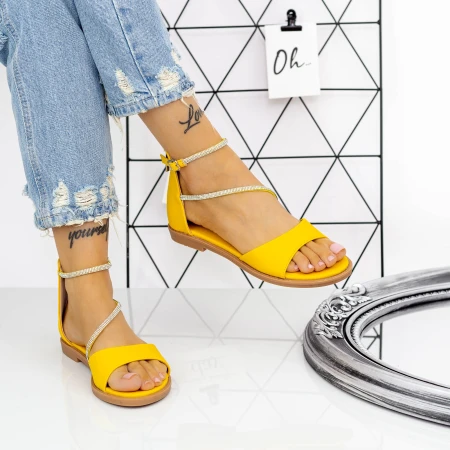 Női alacsony sarkú szandál 2HXS18 Sárga » MeiShoes.ro