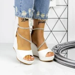 Női platform szandál 2HXS26 Fehér » MeiShoes.ro