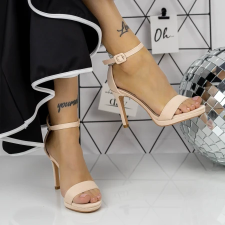 Karcsú sarkú női szandál 2XKK90 Bézs » MeiShoes.ro
