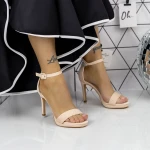 Karcsú sarkú női szandál 2XKK90 Bézs » MeiShoes.ro