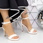 Karcsú sarkú női szandál 2XKK90 Fehér » MeiShoes.ro