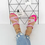 Női papucs alacsony talppal 2HXS27 Rózsaszín » MeiShoes.ro