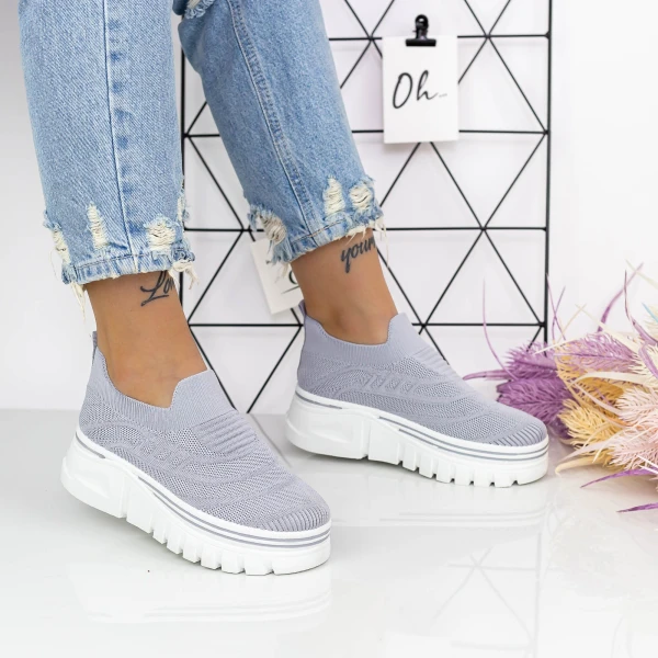 Női sportcipő platformmal 2W1 Szürke » MeiShoes.ro