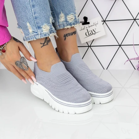 Női sportcipő platformmal 2W1 Szürke » MeiShoes.ro