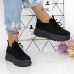 Női sportcipő platformmal 2W2 Fekete » MeiShoes.ro