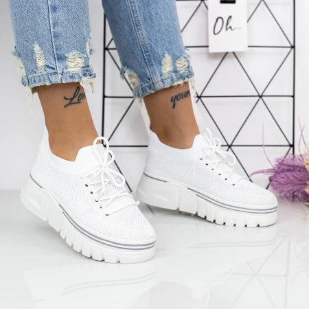 Női sportcipő platformmal 2W2 Fehér » MeiShoes.ro